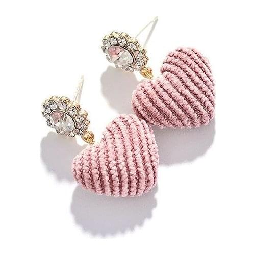 Pearl Heart Shaped Heart Earrings Fashion crystal Studded Crystal Cute Pink Love Heart Stud Earrings
