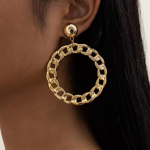Ingemark Punk Big Flower Unusual Hoop Earrings Gothic Hanging Earring for Women 2021 Trend Piercing Jewelry Accessories Aretes