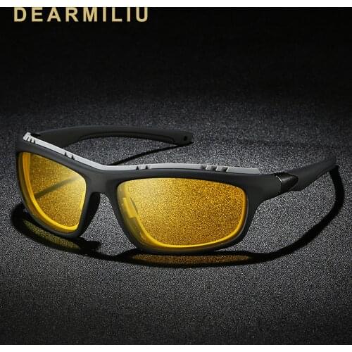 DEARMILIU Brand Polarized Sunglasses Men Coating Mirror Goggle Driving Enhanced Light Night Vision Glasses For Mens/Women