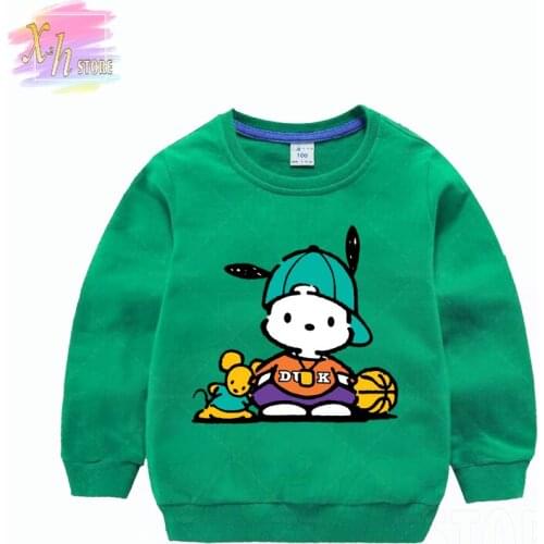 Cute Cartoon Pochacco Printing Boys & Girls Autumn And Winter Sports Top Kids Casual Sports Shirt Girls Pure Cotton Sports Top