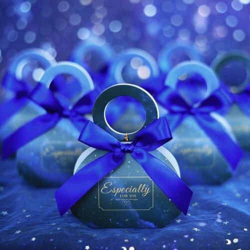 Wedding Candy Box With Ribbons Especially For You Paper Gift Box Favors Birthday Party Blue Baby Shower Boxes and Bags 50pcs