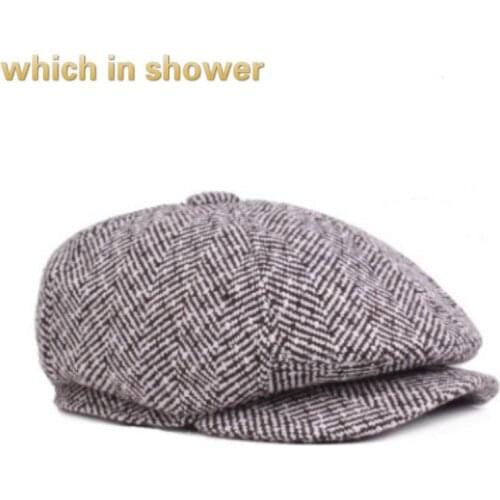 Which in shower warm winter duckbill cap casual striped beret for old men snapback sun hat grandpa flat cap wool peaked bonnet