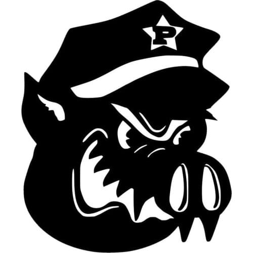 Creative Personality Angry Pig Police Funny Pvc Car Stickers Motorcycle Decals Suitable for Various Models Black/white, 16*13CM
