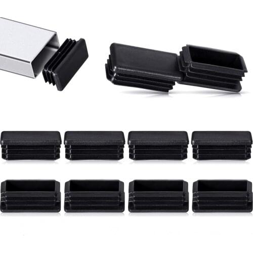 10-pack Black Plugs Tubing End Cap Rectangle Plastic Tubing Post End Cap Chair Glide Inserts Finishing Plug Fence Pipe Covers
