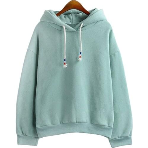 Women Hoodies Sweatshirts New Hot Sale Candy 10 Color Long Sleeved Thick Casual All-match Solid Leisure Hooded Hoodie Loose Tops