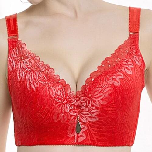2018 Hot Sale New Style Lace Thin Style C D cup Women Vest Bra Comfortable Everyday Wear Push Up Brassiere 38 40 42 44 46 48 50
