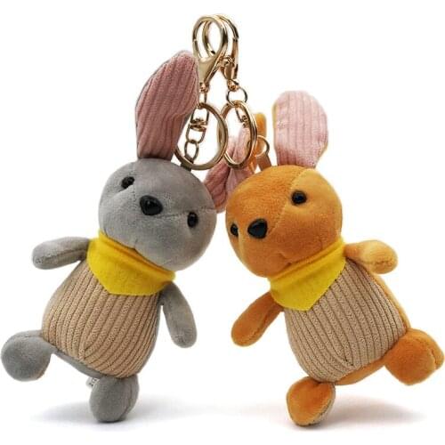 1PCS mini rabbit pendant plush cute rabbit jewelry bag key chain ornaments creative car key ring grab machine doll