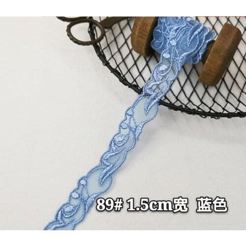10 Meters Wholesale Flower Venise Lace Trim for Garment Decorcation Blue Embroidered Lace Ribbon Fabric 15mm