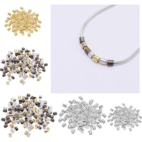 1000 Pcs Beads Cord Ends, 1.5mm /2mm /2.5mm Tube Crimp Bead Cord Caps for Earring Necklace Pendant Making