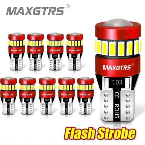 10x Flash Strobe W5W T10 LED Canbus Light Bulbs Car Parking Wedge Clearance Lights White Red Yellow Ice Blue LENS No Error 12V