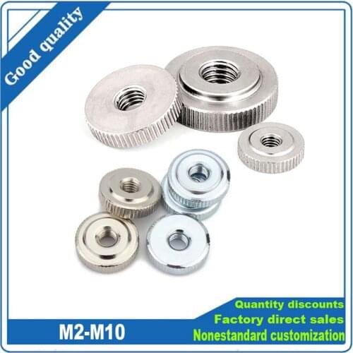 GB807 Galvanized Hand Thumb Nut M3 M4 M5 M6 Knurled Toolless Carbon Steel Nickel Plated Flat Head Nut Heated Bed Curtain Wall