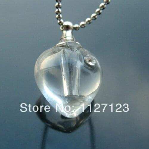 25pcs/lot lucency Small heart Rice vials pendants rice vial pendant perfume empty glass bottle glass spray perfume bottl