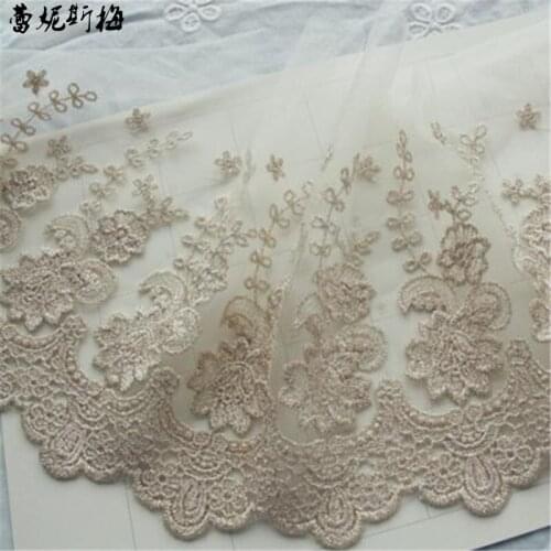 3Yards Handmade DIY Clothing Accessories High quality Champagne Gold Thread Mesh Embroidery Lace Mesh Trim 20cm LJ0123