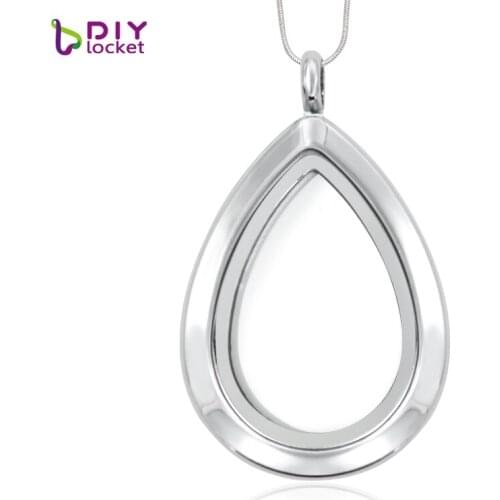 5pcs/lot Wholesale Water droplets floating locket pendant necklace (chains included for free) glass locket LSFL047-1*5