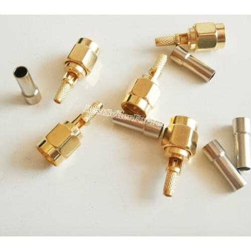 5Pcs SMA male plug window crimp RG174 RG316 LMR100 cable straight Connector