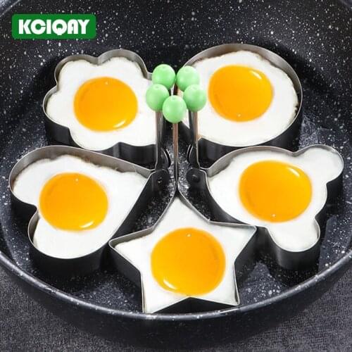 10Pcs Cute Fried Egg Shaper Stainless Steel Egg Pancake Ring Non Stick Kitchen Egg Cooker Omelette Mold Eggs Cooking Tools