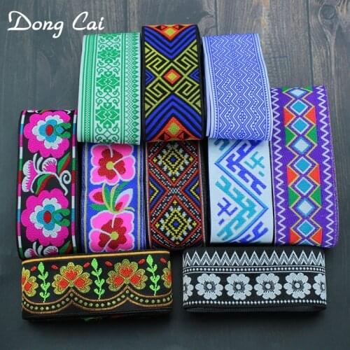 5yards/lot 5cm wide National embroidery webbing DIY handmade sewing ribbon garment decorative bag craft hat accessory webbing