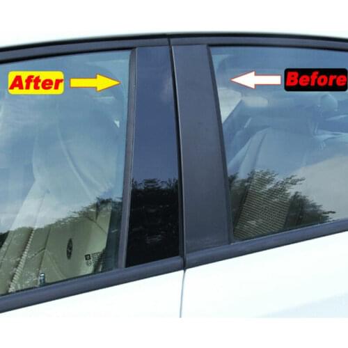 6x Glossy Black Car Window Pillar Posts Set Decal Trim For BMW F30 328i 335i High Quality Car Window Pillar Trim