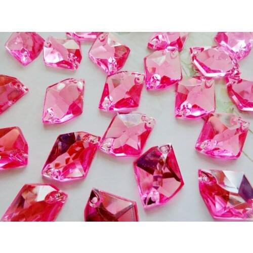 80pcs 21*16mm Sew on rhinestones Pink gem stones Acryl crystal cosmic shape flatback strass diamond hand sewing