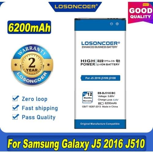 LOSONCOER 6200mAh EB-BJ510CBC Battery for Samsung Galaxy J5 2016 Edition j5109 j5108 J510 J510 J510FN J510F J510G J510Y J510M