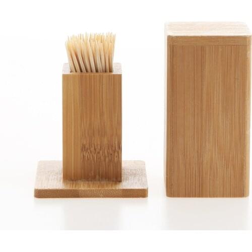 1Pcs Bamboo Toothpick Box With Lid Portable Household Hotel Restaurant Kitchen Tooth Pick Holders Storage Boxes Decoration Tools