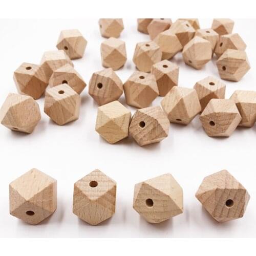 Wood Beads Natural Color Spacer 10~20MM Octagonal Loose Beech Bead for Baby Kids Toys Jewelry Making DIY Necklace Bracelet acces
