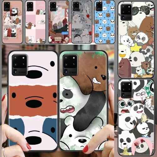 Three Cartoon Bears Panda Phone case For Samsung Galaxy Note 4 8 9 10 20 S8 S9 S10 S10E S20 Plus UITRA Ultra black painting Etui