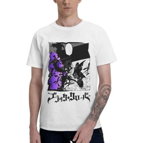 Black Clover T Shirt Mens 100% Cotton Printing T-shirt Fashion Tshirt Short Sleeve Anime Manga Asta Tees Tops
