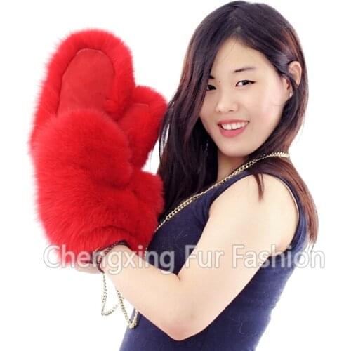 CX-A-67C Factory Direct Sale Ladies Luxury Real Fox Fur Gloves for Winter