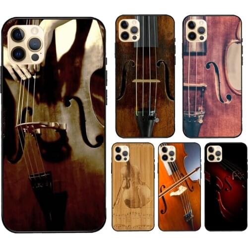 Wood Cello Violin For iPhone 12 Pro Max mini Case For iPhone 11 Pro Max XS X SE 2020 7 8 Plus XR Cover