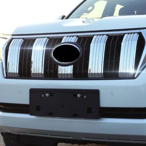 For Toyota Land Cruiser Prado LC150 2018 ABS Chrome Car Head Grille Fence Decoration strip Cover Trim car styling 6PCS