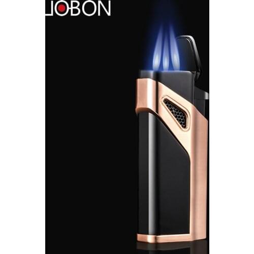 Metal Torch Jet Cigar Cigarettes Lighter Windproof 1300 C Turbo Gas Triple Nozzles Butane Spray Gun Lighters Lighters Smoking