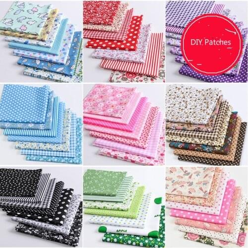 Cotton printed fabric by lot Precut Cotton patches fabric for DIY Material 7pcs/lot