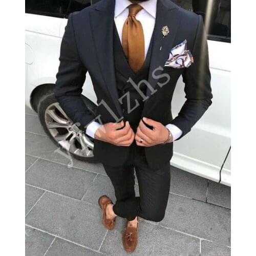 Handsome Groomsmen Wool blend Groom Tuxedos Mens Wedding Dress Man Jacket Blazer Prom Dinner (Jacket+Pants+Tie+Vest) A105