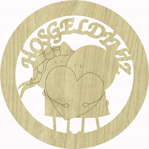 L95 Hearted Welcome Wooden Door Ornament, Unpainted Wooden Ornament