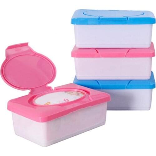 Wet Tissue Storage Box Plastic Case Home Car Office Wipes Holder with Buckle Lid