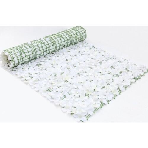 Multi Size White Theme Artificial Flower Row Roll Fencing Trellis Screen Hydrangea Panels For Outdoor Home Garden Decoration