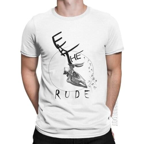 Eat The Rude Clock Hannibal T Shirt Men 100% Cotton Humor T-Shirt O Neck Lecter Mads Horror Tee Shirt Male Tshirt Tops