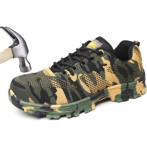 Mens Sneakers Steel Baotou Labor Safety Men Shoes Anti-Smash Anti-skid Wear-resistant Camouflage For Trekking Hiking Work Shoes