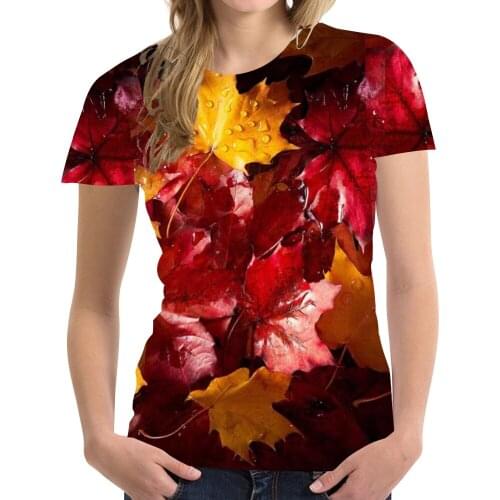 2021 Novelty Leaf 3d Printed T Shirt Woman Tshirts Harajuku Short Sleeve Fashion Soft Comfort Tops Summer New Women T-shirt