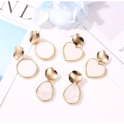 New Korean Heart Statement Drop Earrings For Women Girls Geometric Vintage Resin Dangle Earrings Jewelry Bijoux Gifts 2019 New