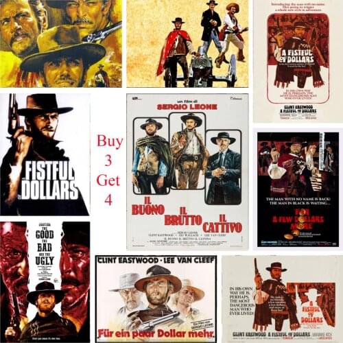 The Good the Bad the Ugly A Fistful of Dollars For A Few Dollars More Posters Movie White Coated Paper Prints Clear Image