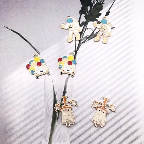 10pcs/Lot Metal Enamel Astronaut Car Diy Jewelry Charms Pendant Earring Necklace Bracelet Charms For Jewelry Making Accessories