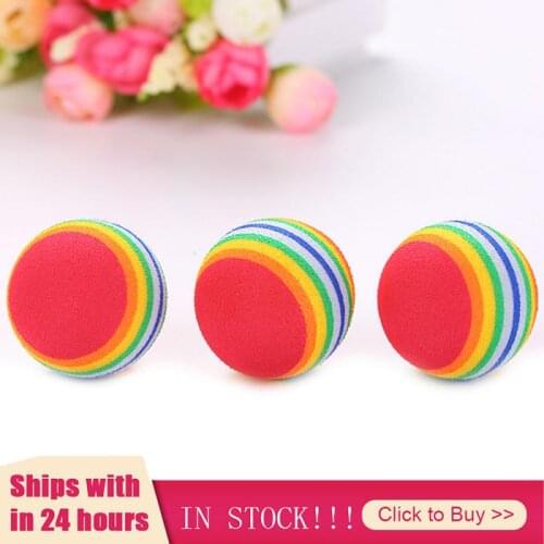 1pcs Rainbow Ball Cat Toy Colorful Ball Interactive Pet Cat Dog Chew Toys Tooth Cleaning Balls Puppy Toys Stretch Rubber Leaking