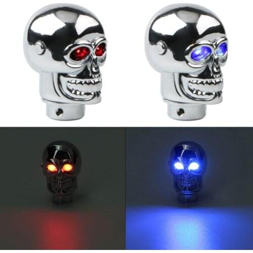 Skull Shape Auto Car Aluminium Alloy Gear Stick Shift Shifter Lever Knob with Led Light for Car Manual Transmission Halloween