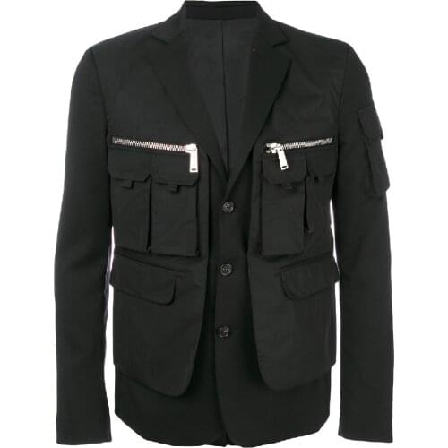 S-6XL HOT 2019 Autumn Mens New Fashion Personalized Large size customization Multi-pocket bag slim casual suit