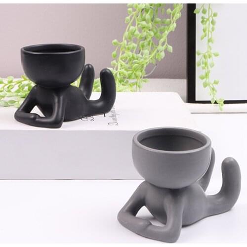 Garden Humanoid Ceramic Flower Pot Creative Succulent Pot Plant Small Vase Crafts Art Portrait Plants Container Desktop Decor