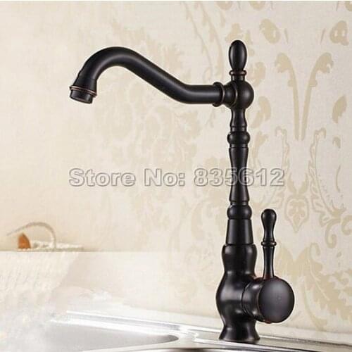 Black Oil Antique Brass Swivel Kitchen Sink Faucet & Bathroom Basin Faucets Vessel Sink Single Handle Mixer Tap Jsf098
