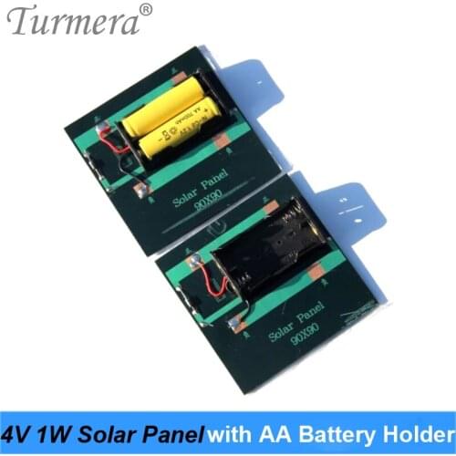 1W 4V Solar Panel 90x90mm Charging Device with 2*AA Ni-MH Battery Holder for Lamps and DIY Power System Electric Toy Use Turmera