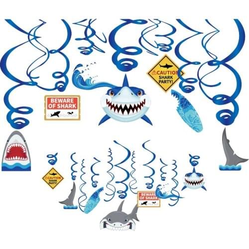 Birthday Party Favors Ocean Shark Theme Hanging Swirl Nautical Cartoon Blue Spirals Kids Baby Shower Party Decoration Supplies